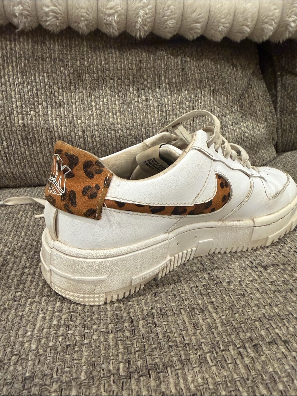 Nike Women’s White Sneakers with Leopard-Print Swoosh - Picture 3 of 8